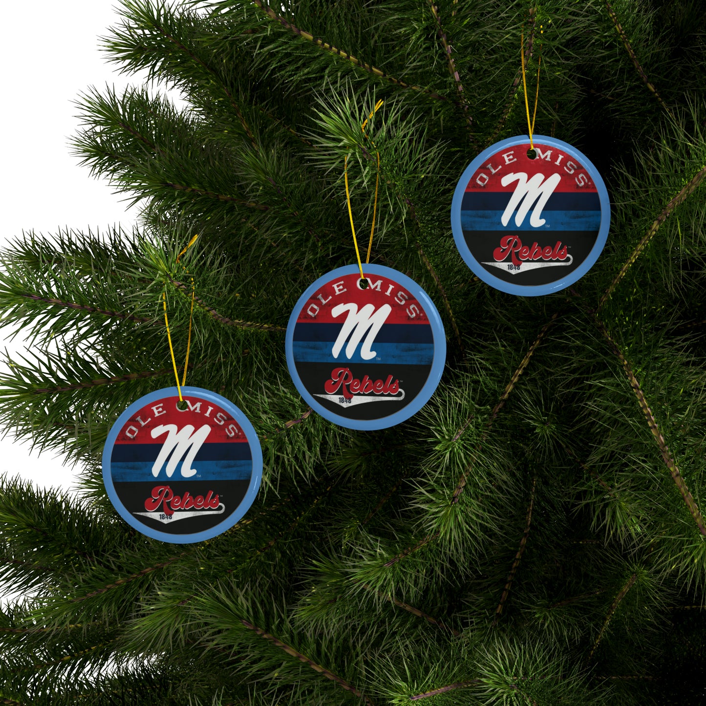 Ole Miss M Ceramic Ornaments (1pc, 3pcs, 5pcs, 10pcs) Blue