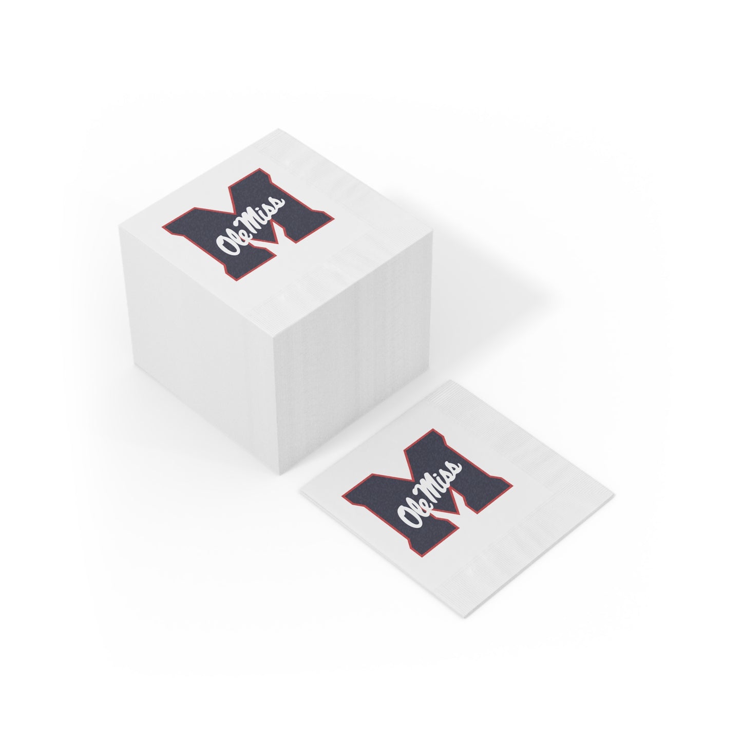 M Ole Miss White Coined Napkins