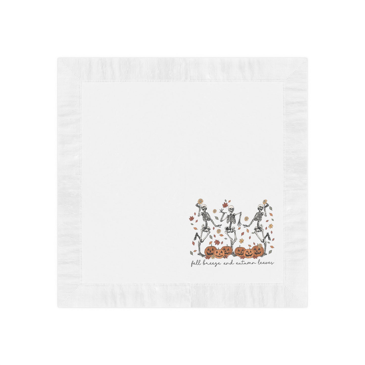 Autumn Leaves Fall Breeze White Coined Napkins