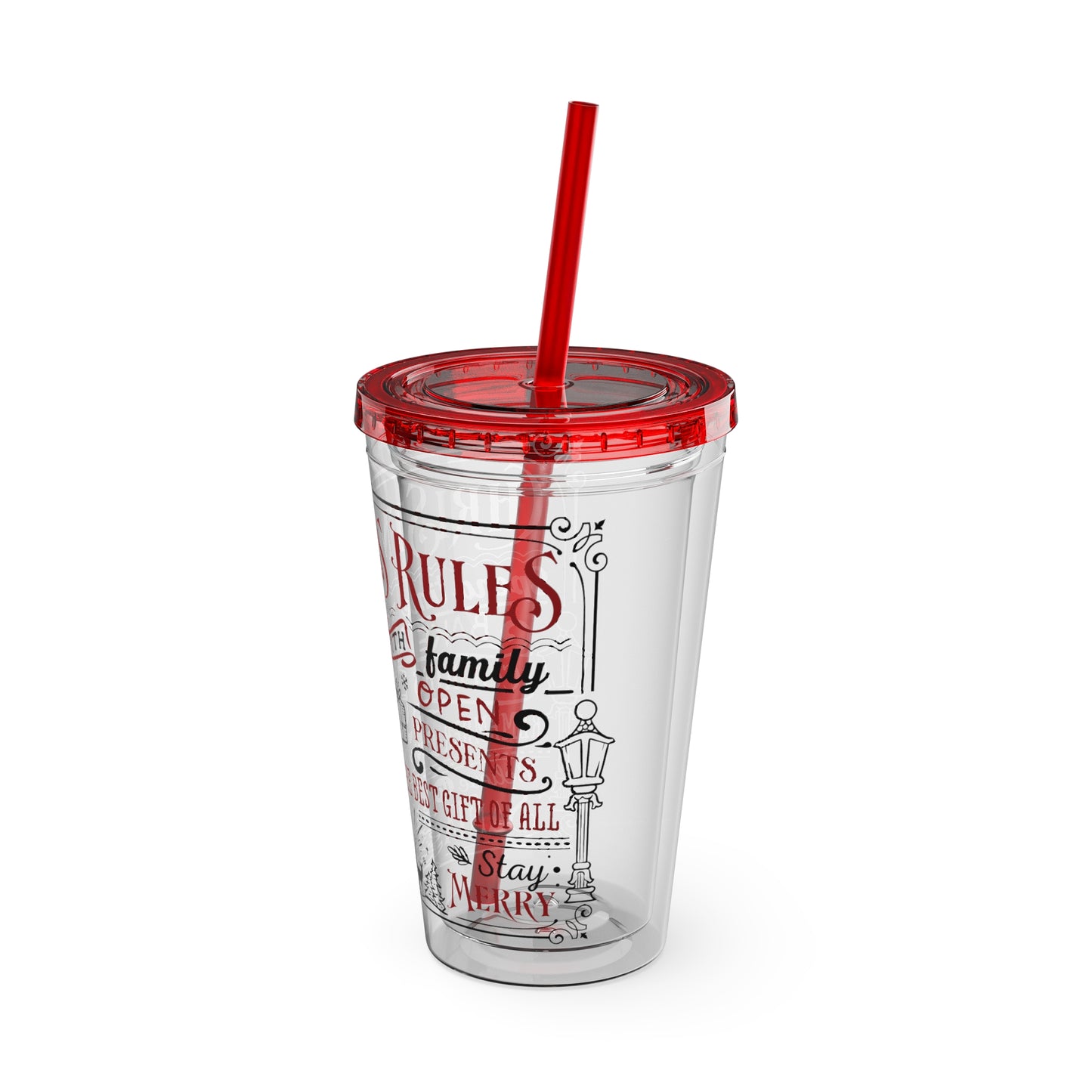 Christmas Rules Sunsplash Tumbler with Straw, 16oz