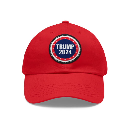 Trump 2024 Dad Hat with Leather Patch (Round)