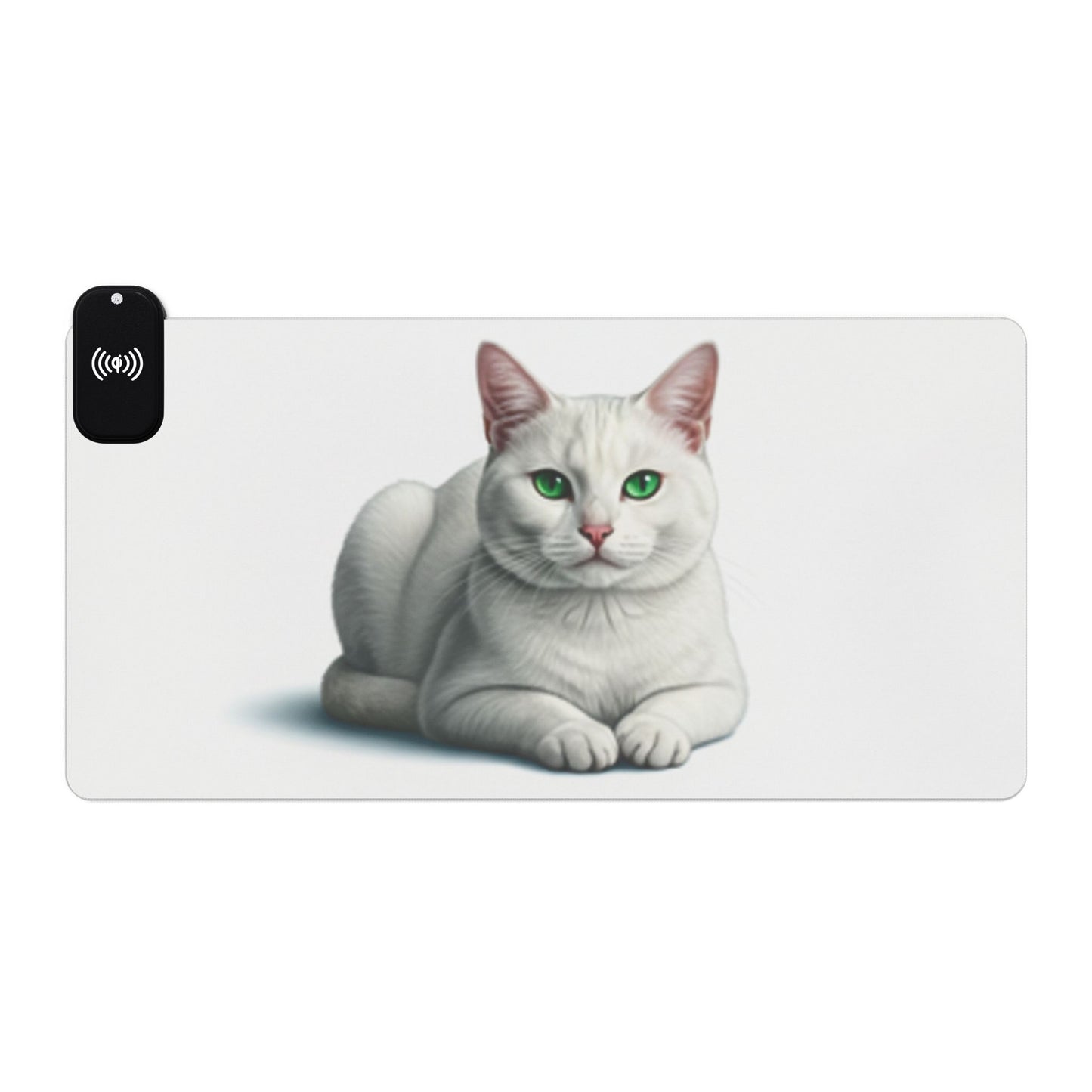 Wireless LED Gaming Mouse Pad — George the Cat Design with Qi Charger