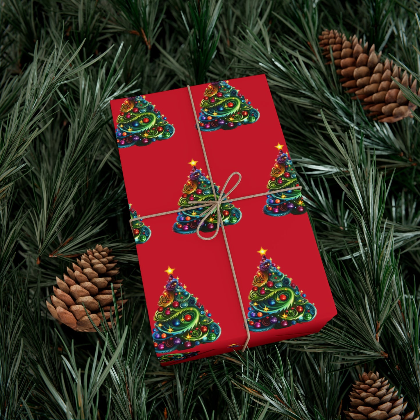 Swirly Christmas Tree Gift Wrap Papers