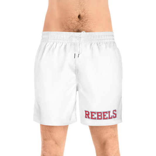 REBELS Men's Mid-Length Swim Shorts (AOP) White