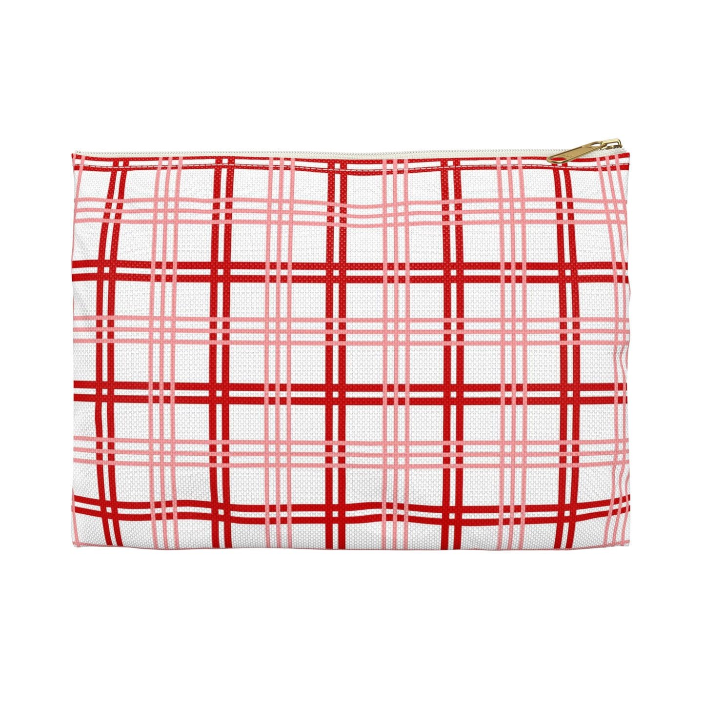 Red and Pink Plaid Accessory Pouch