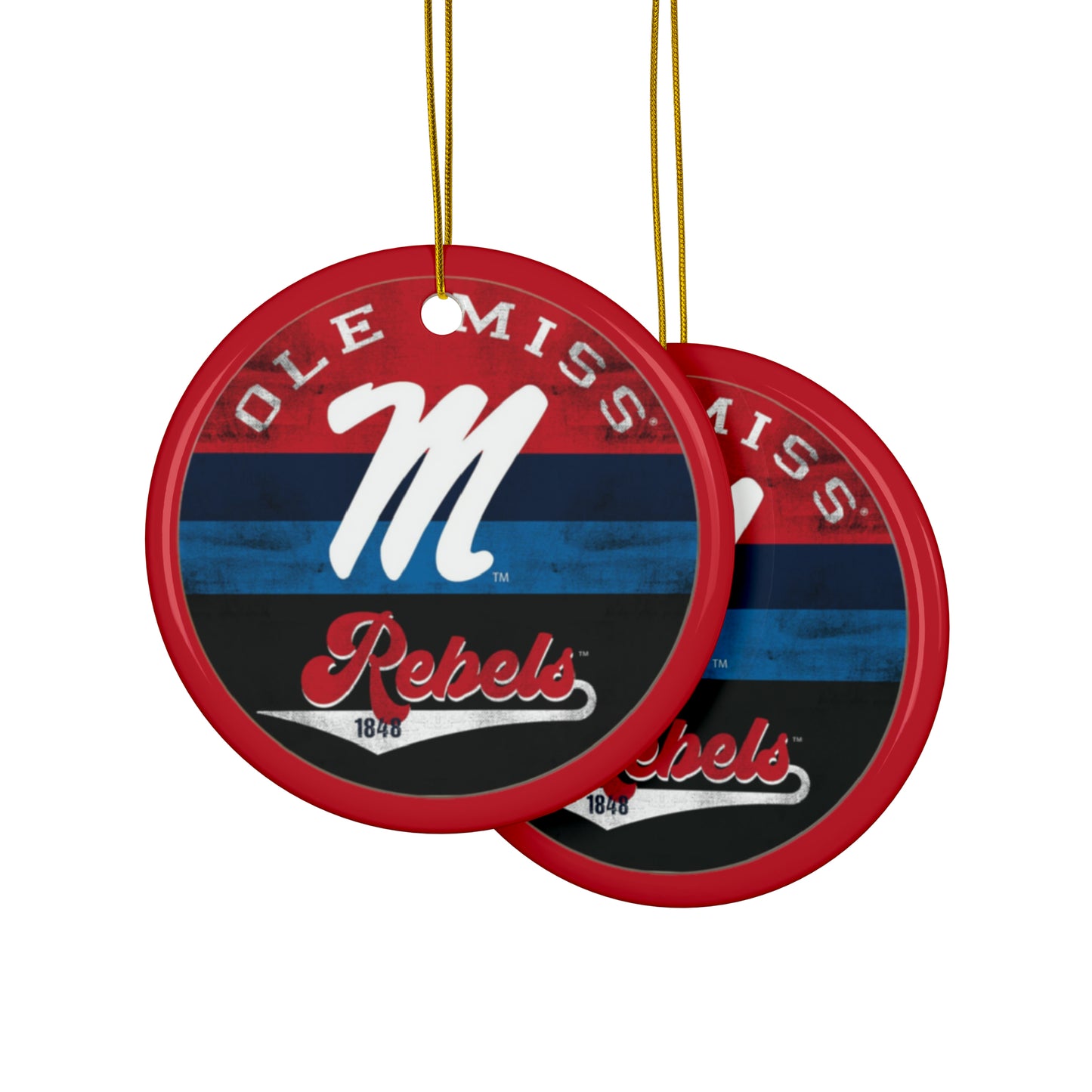 Ole Miss M Ceramic Ornaments (1pc, 3pcs, 5pcs, 10pcs) Red