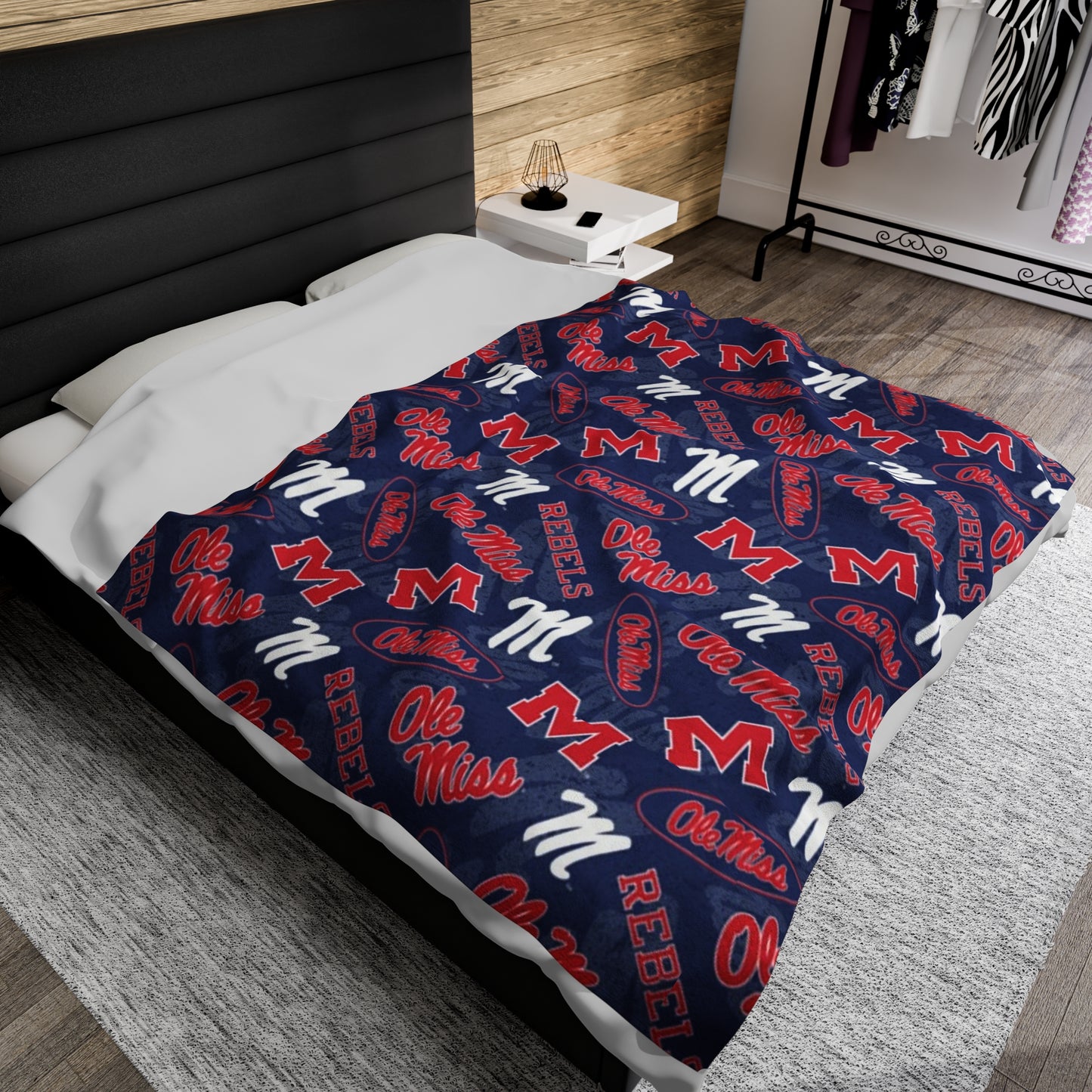Ole Miss Velveteen Plush Blanket