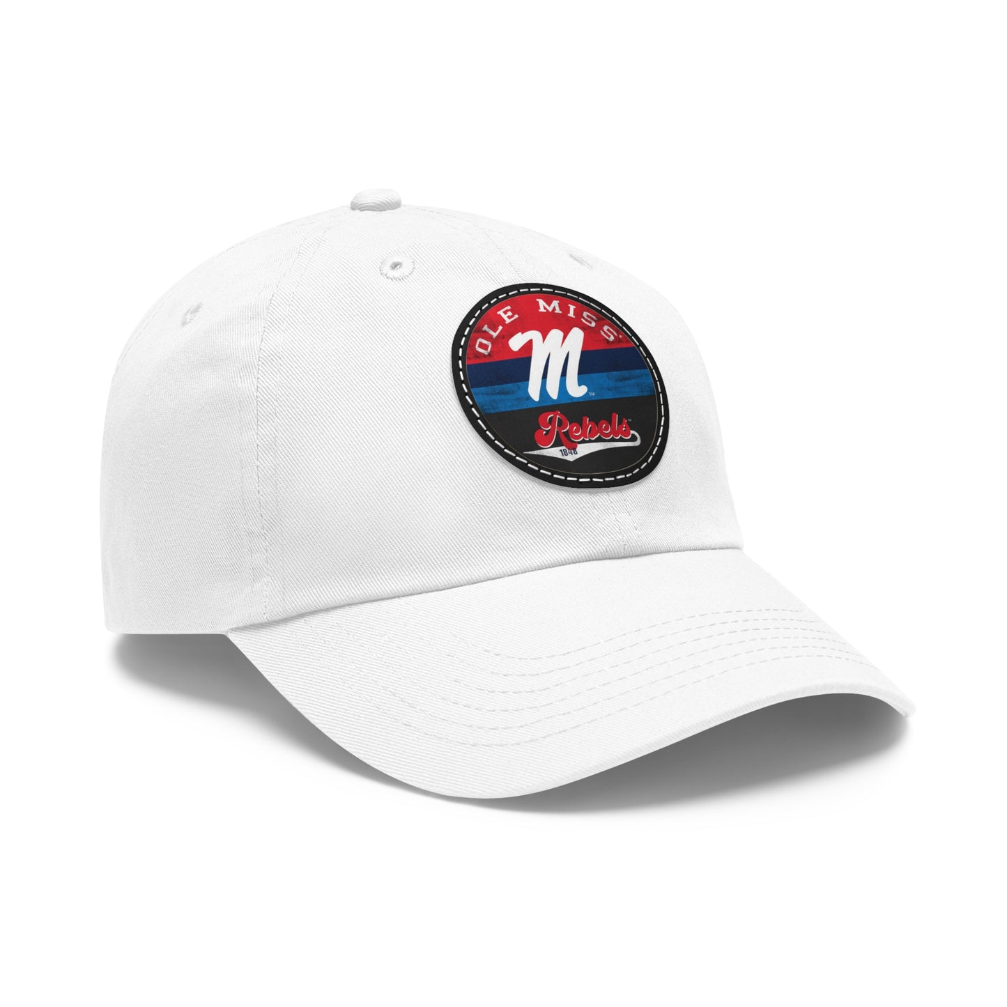 Ole Miss Dad Hat with Leather Patch (Round)