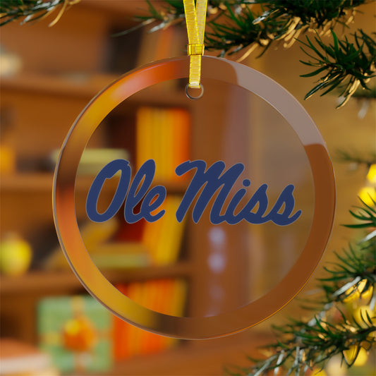 Ole Miss Glass Ornament (BLUE)