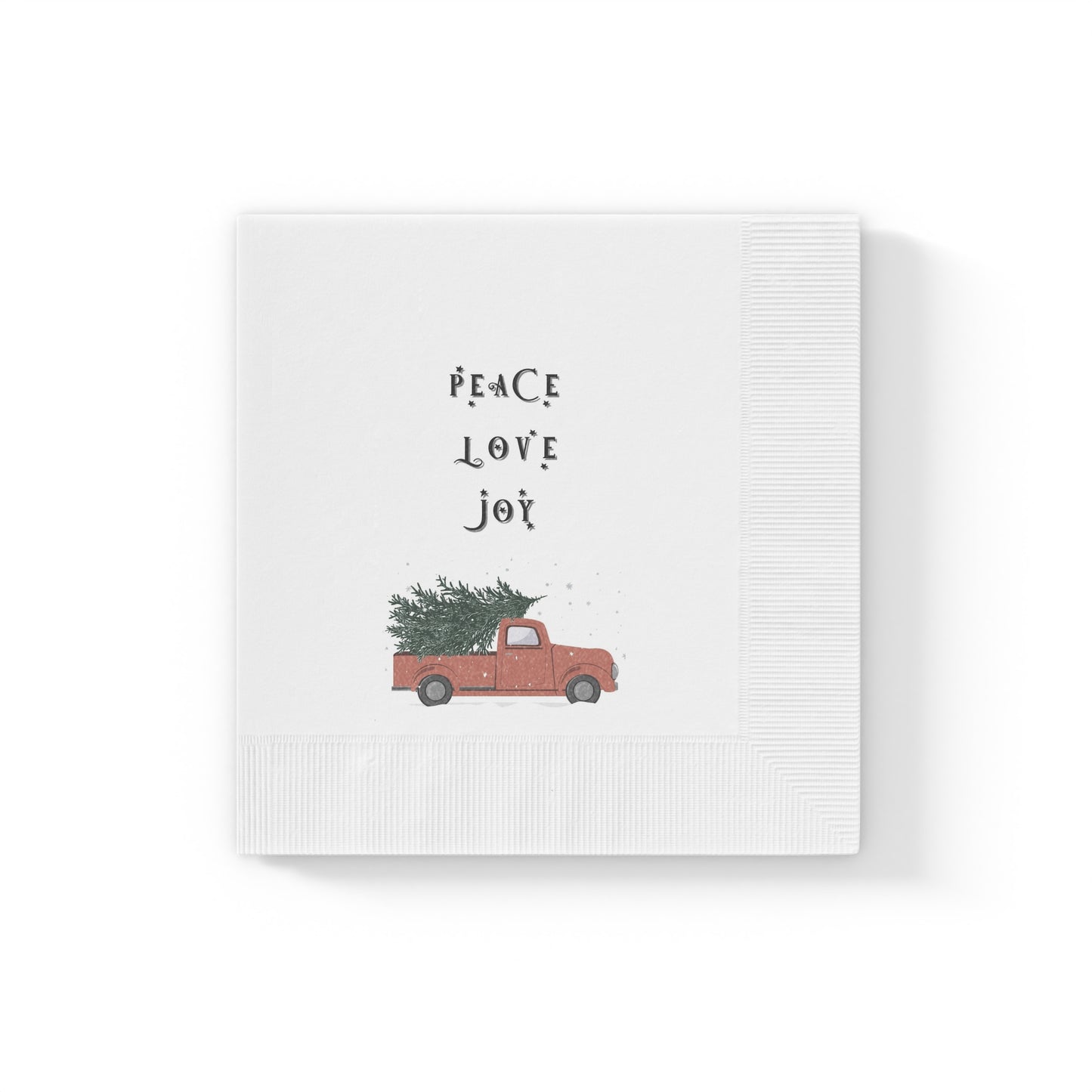 Peace Love Joy White Coined Napkins