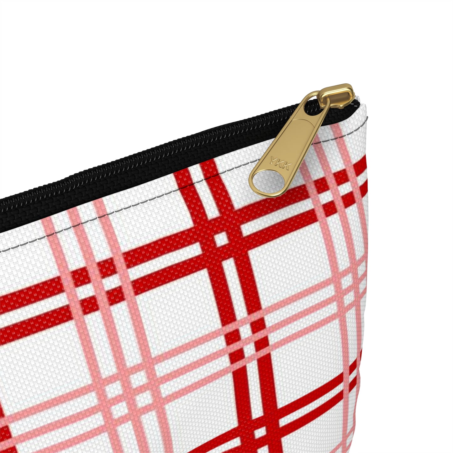 Red and Pink Plaid Accessory Pouch