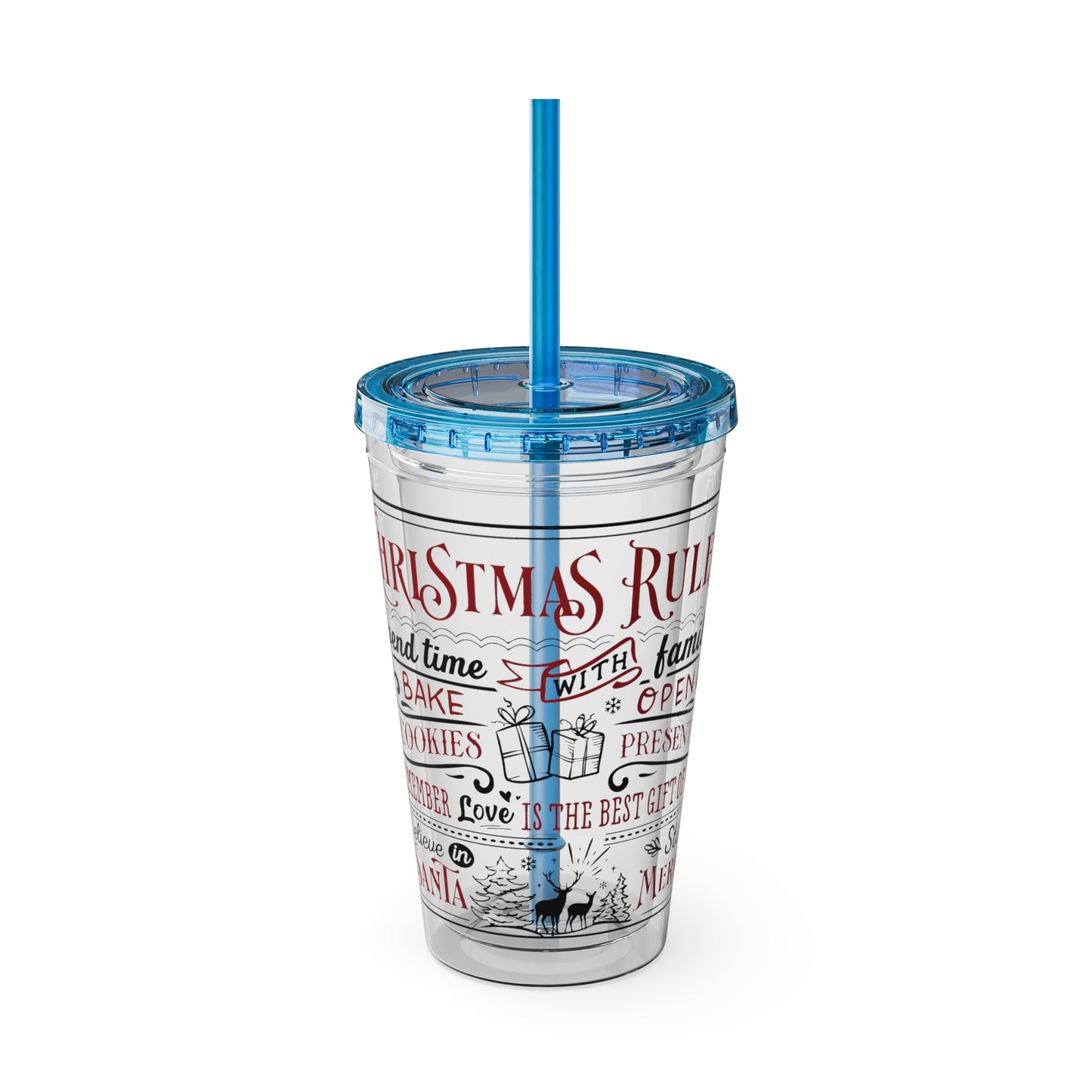 Christmas Rules Sunsplash Tumbler with Straw, 16oz