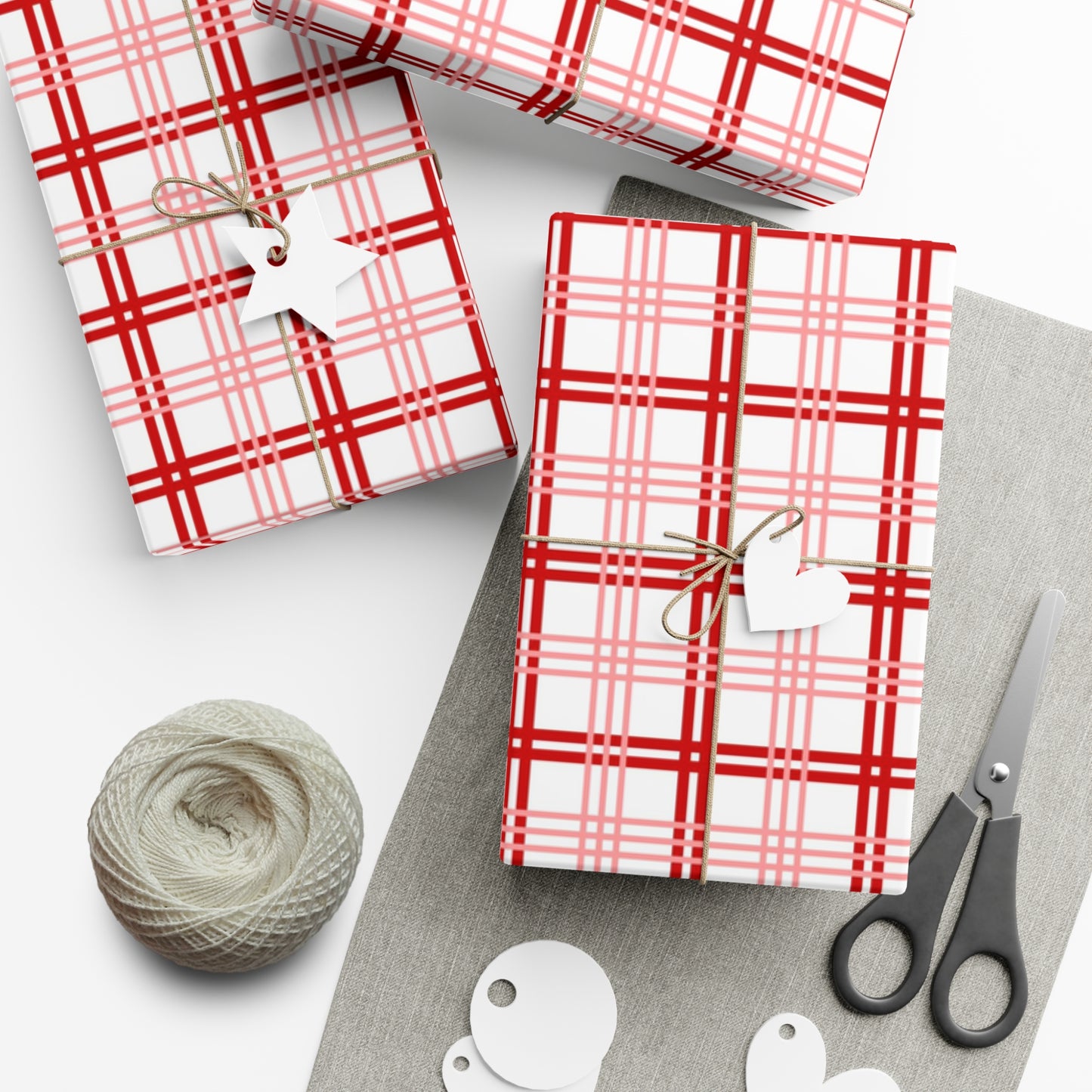 Red Pink Plaid Gift Wrap Papers