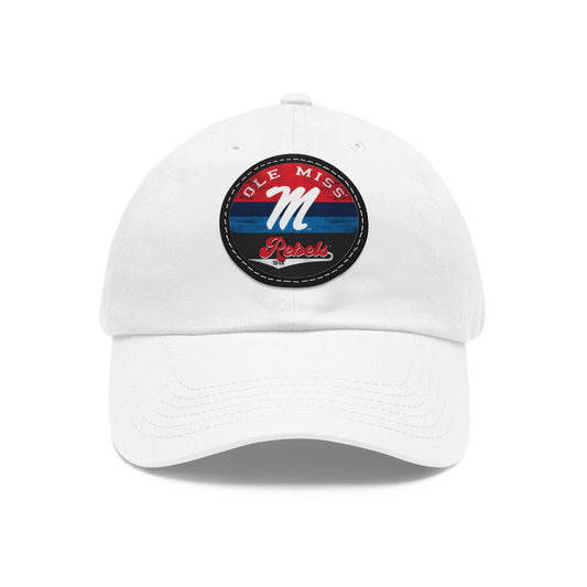 Ole Miss Dad Hat with Leather Patch (Round)