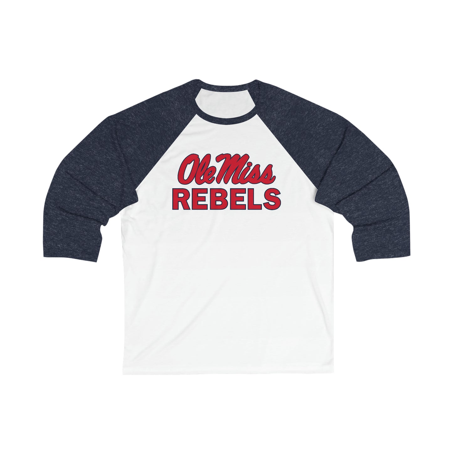 Ole Miss Rebels Unisex 3\4 Sleeve Baseball Tee