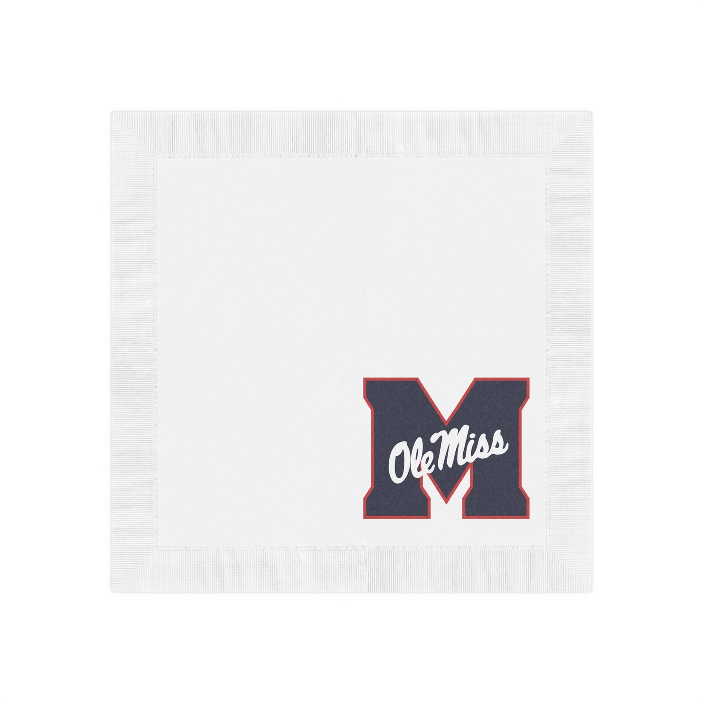 M Ole Miss White Coined Napkins