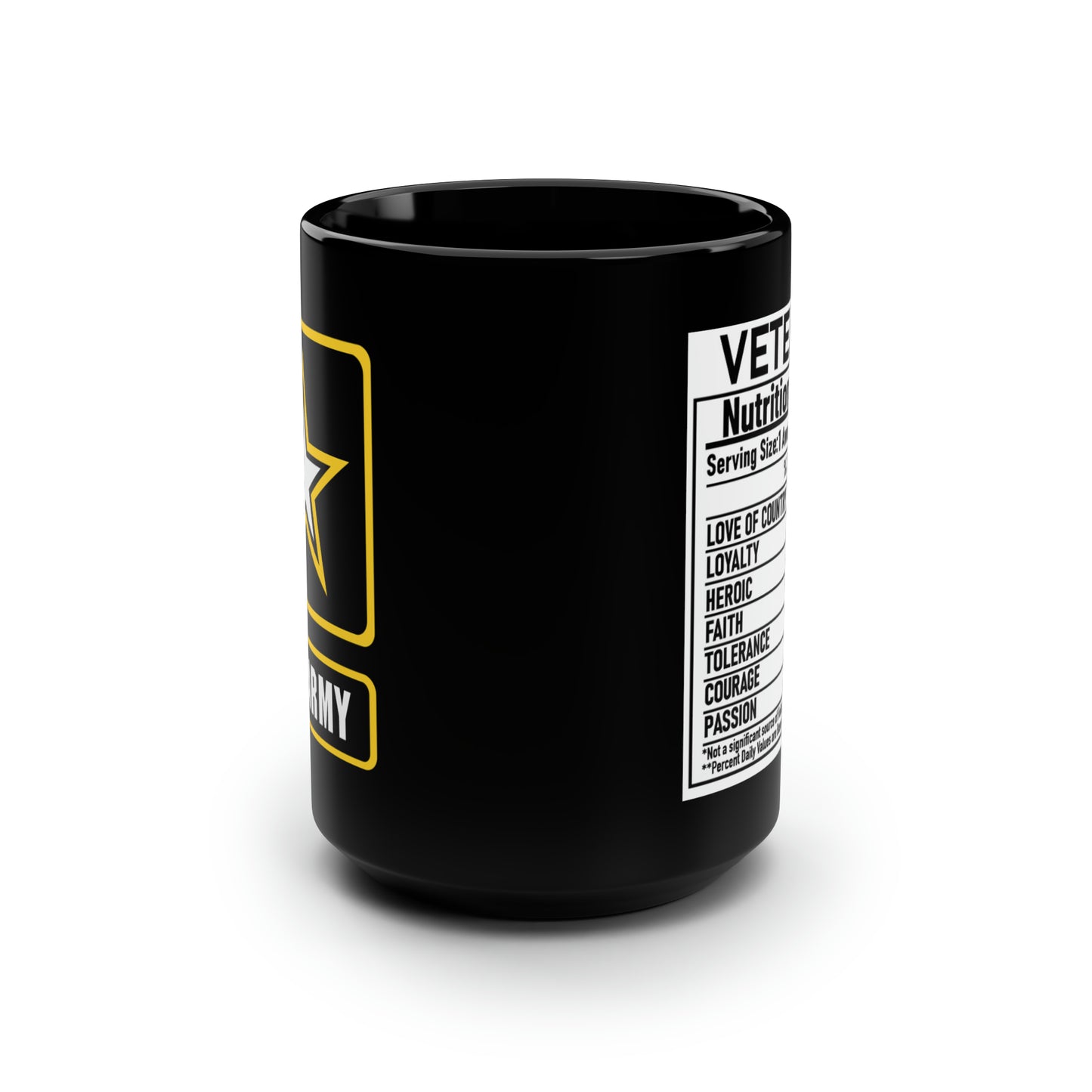 Army Veteran Black Mug, 15oz