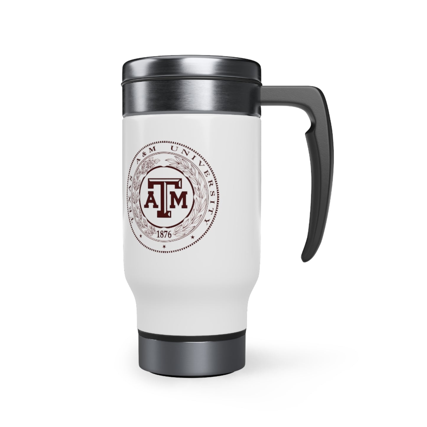 Texas A&M Seal Stainless Steel Travel Mug with Handle, 14oz