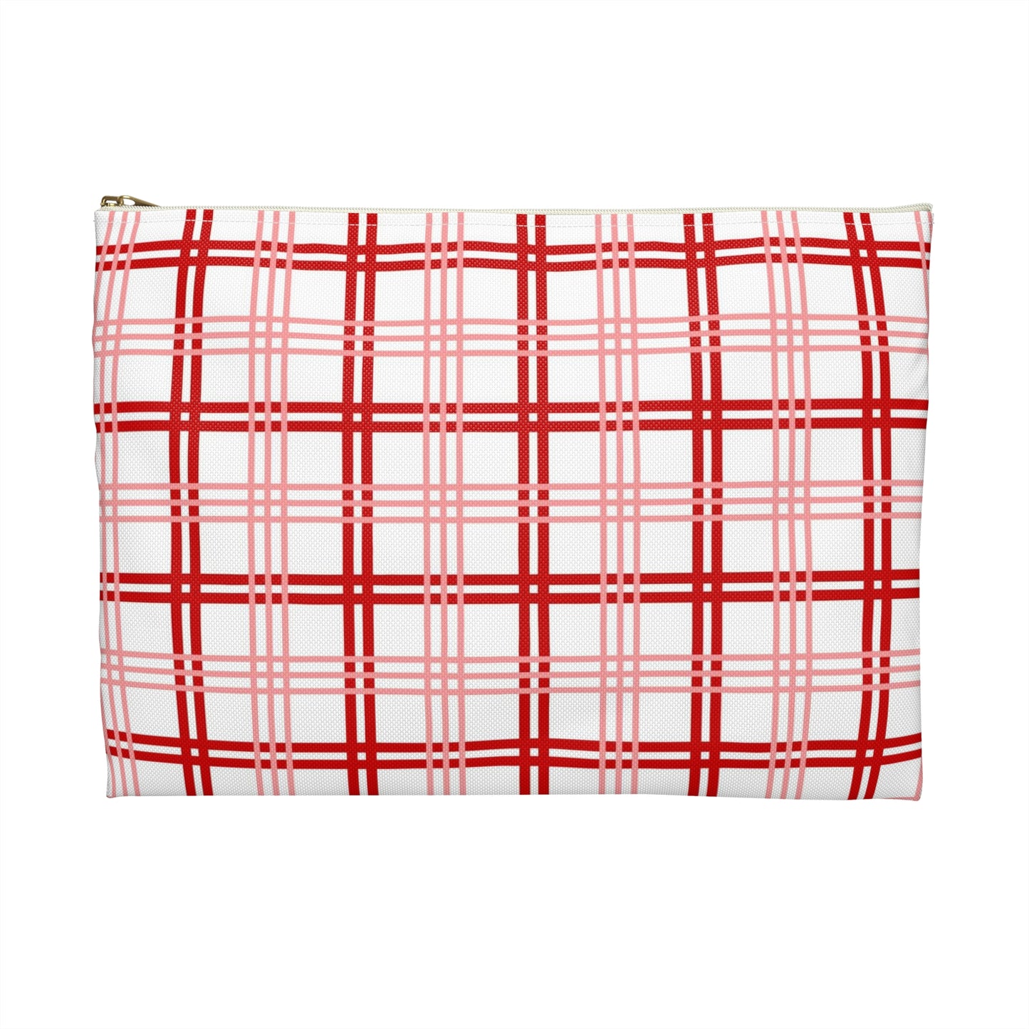 Red and Pink Plaid Accessory Pouch