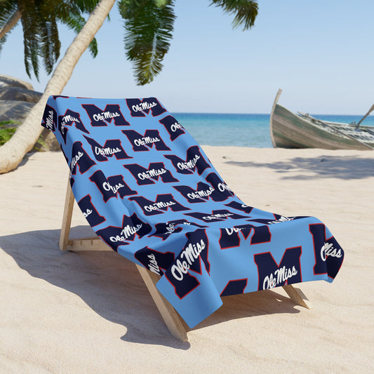 Ole Miss Blue M Beach Towel