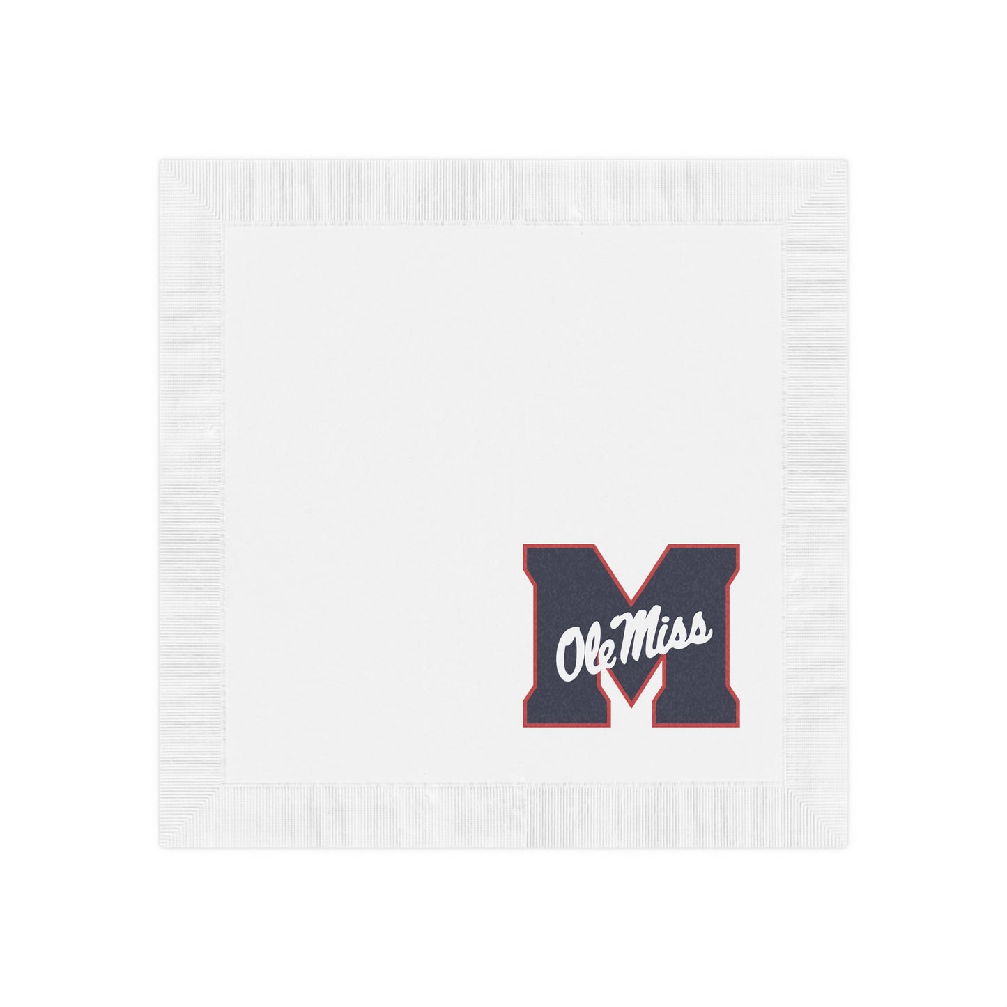 M Ole Miss White Coined Napkins