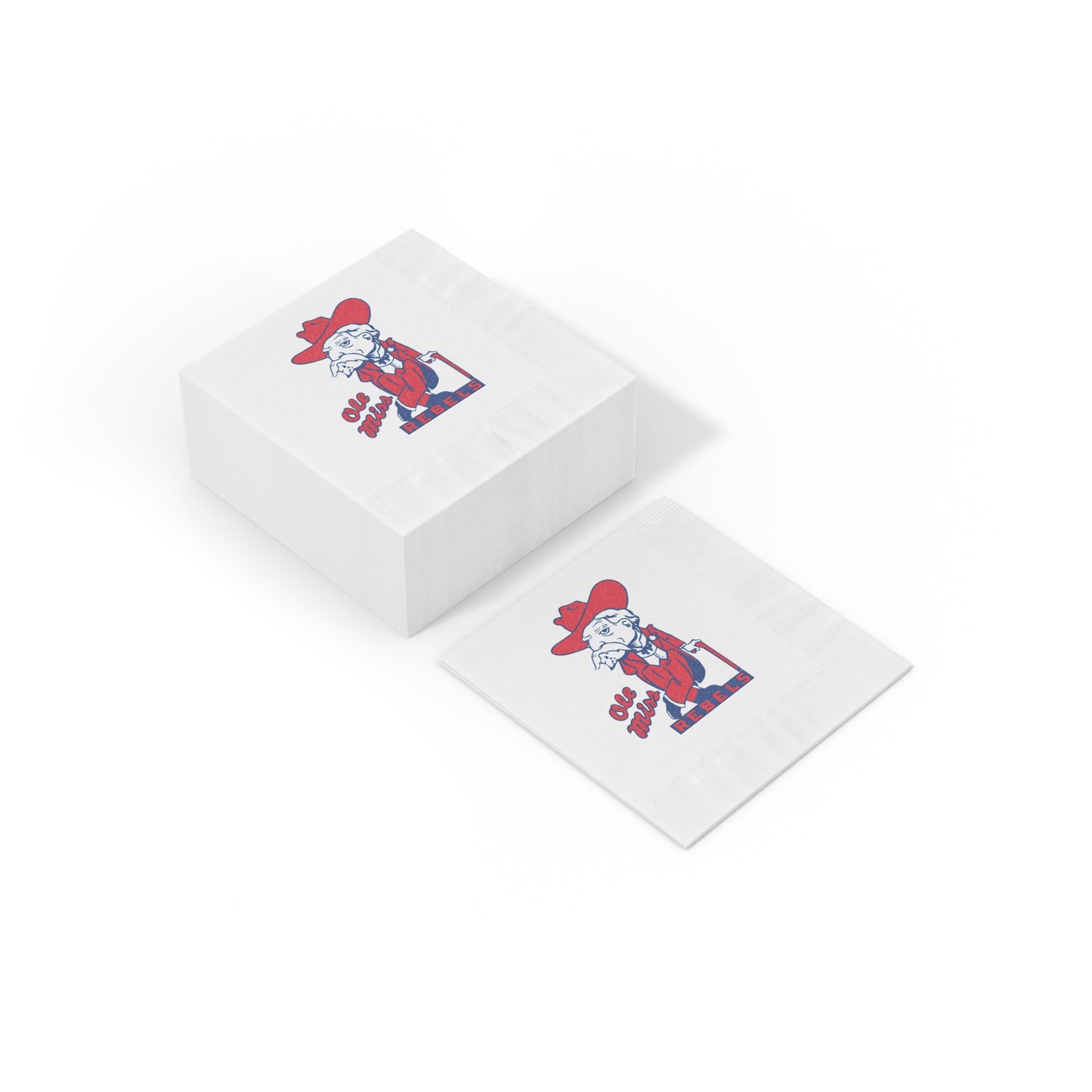 Ole Miss Rebels White Coined Napkins