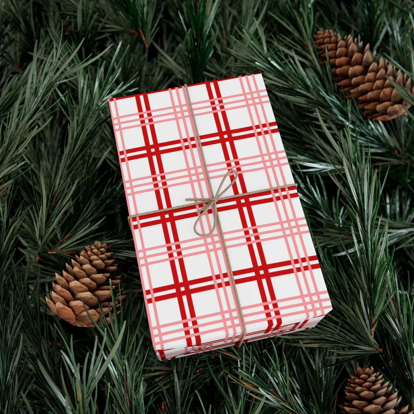 Red Pink Plaid Gift Wrap Papers