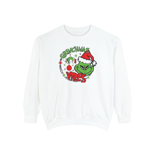 Grinchmas Vibes Unisex Garment-Dyed Sweatshirt