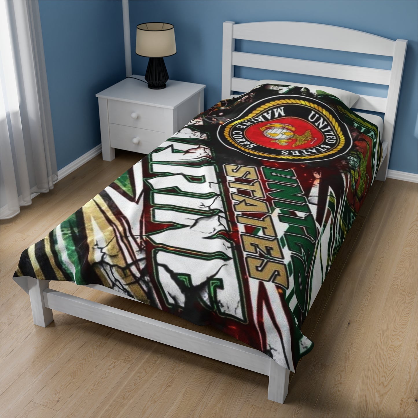 U.S. Marines Velveteen Plush Blanket