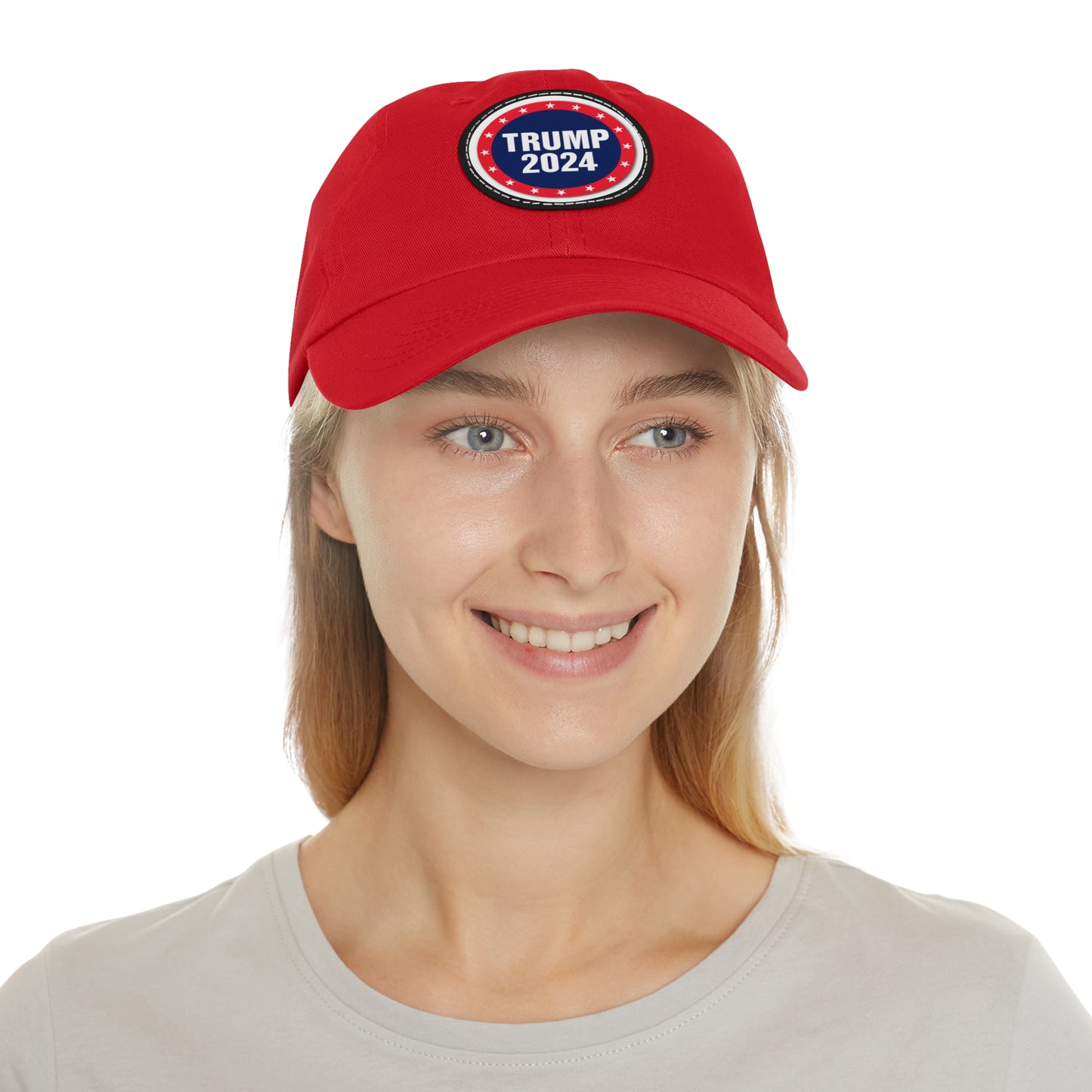 Trump 2024 Dad Hat with Leather Patch (Round)