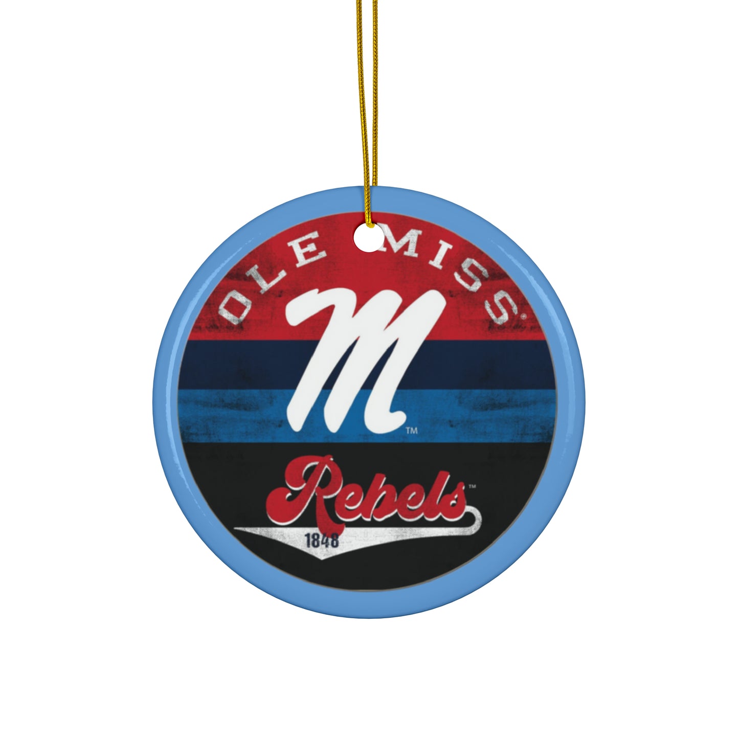 Ole Miss M Ceramic Ornaments (1pc, 3pcs, 5pcs, 10pcs) Blue