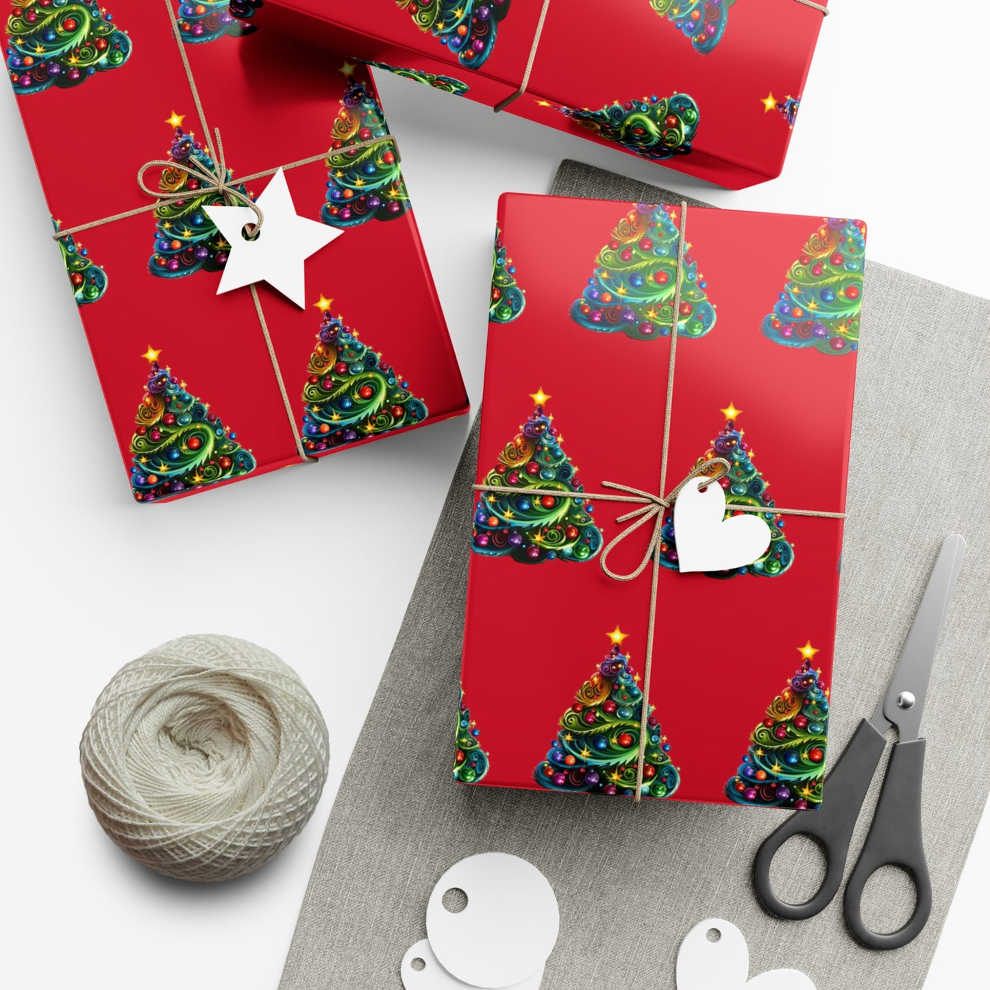Swirly Christmas Tree Gift Wrap Papers