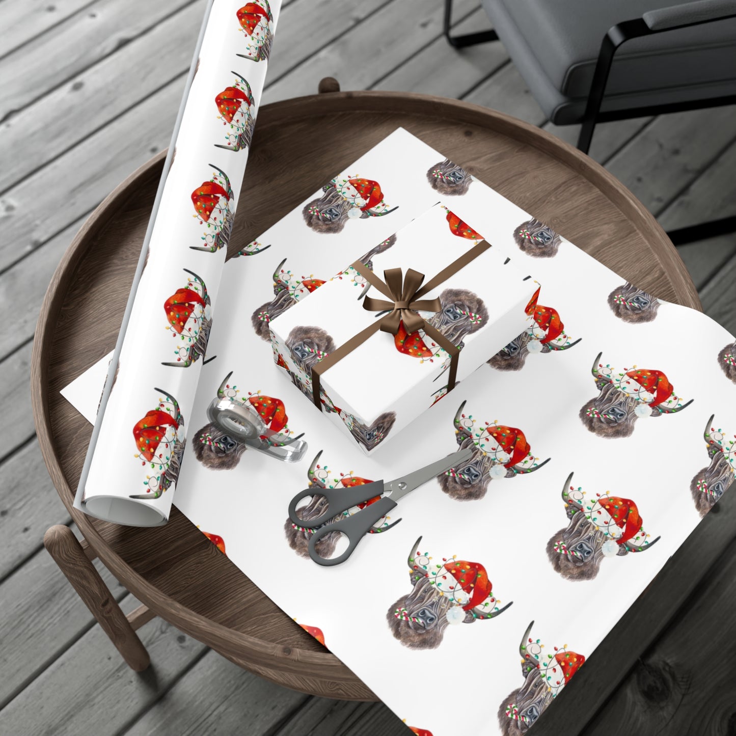 Highland Cow Christmas Gift Wrap Papers