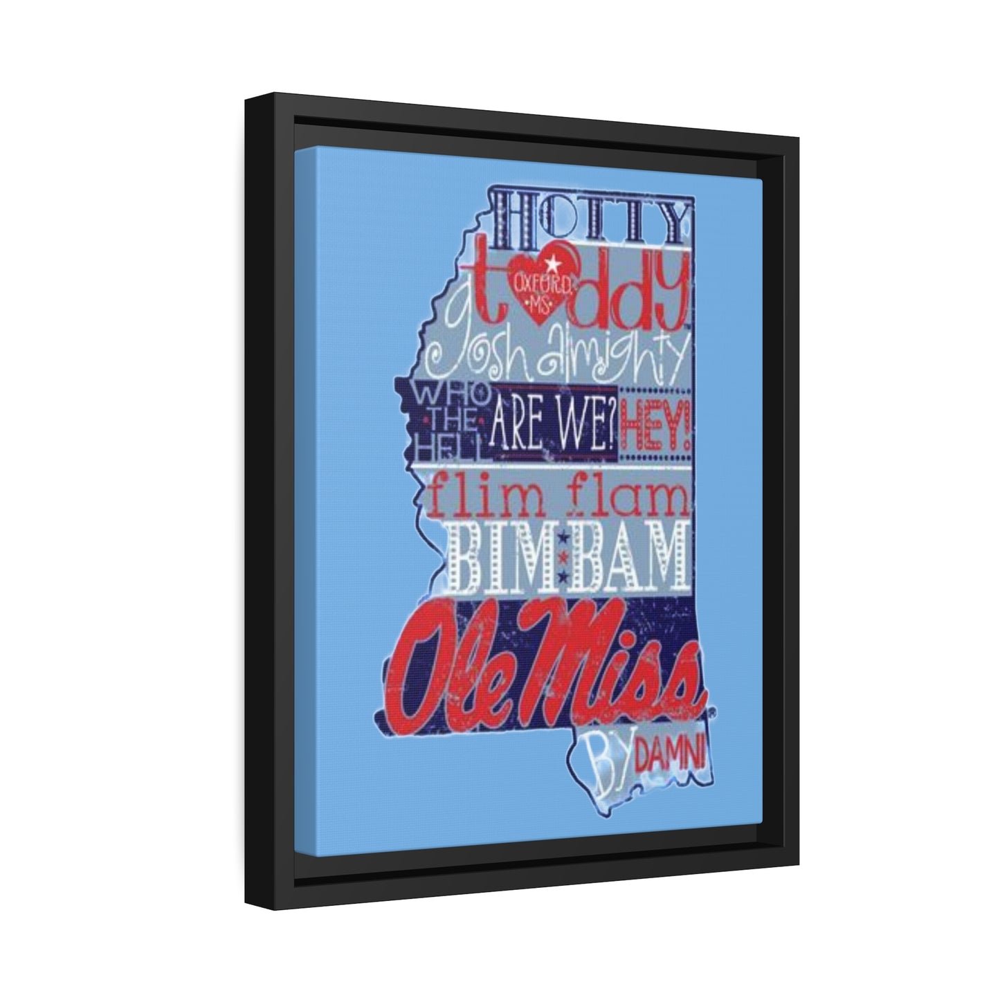 Mississippi State Outline Ole MissMatte Canvas, Black Frame