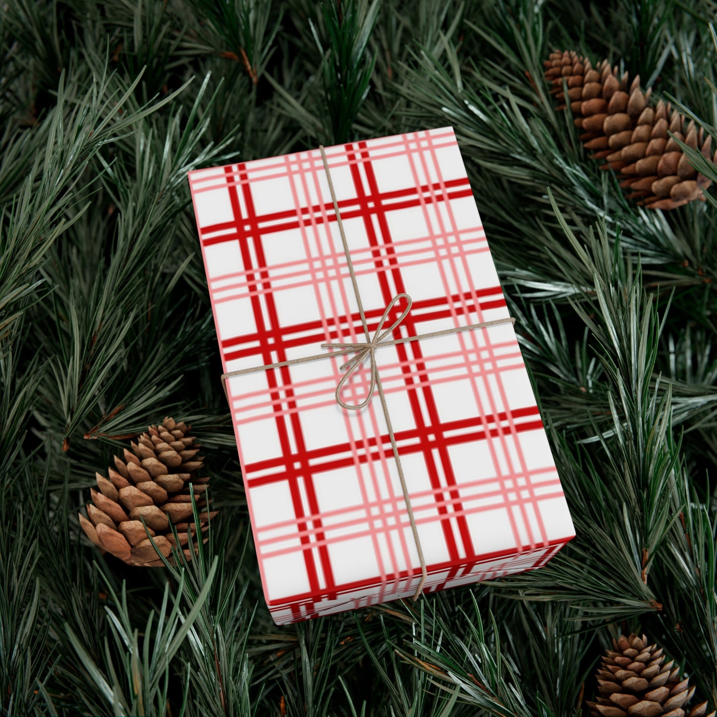 Red Pink Plaid Gift Wrap Papers