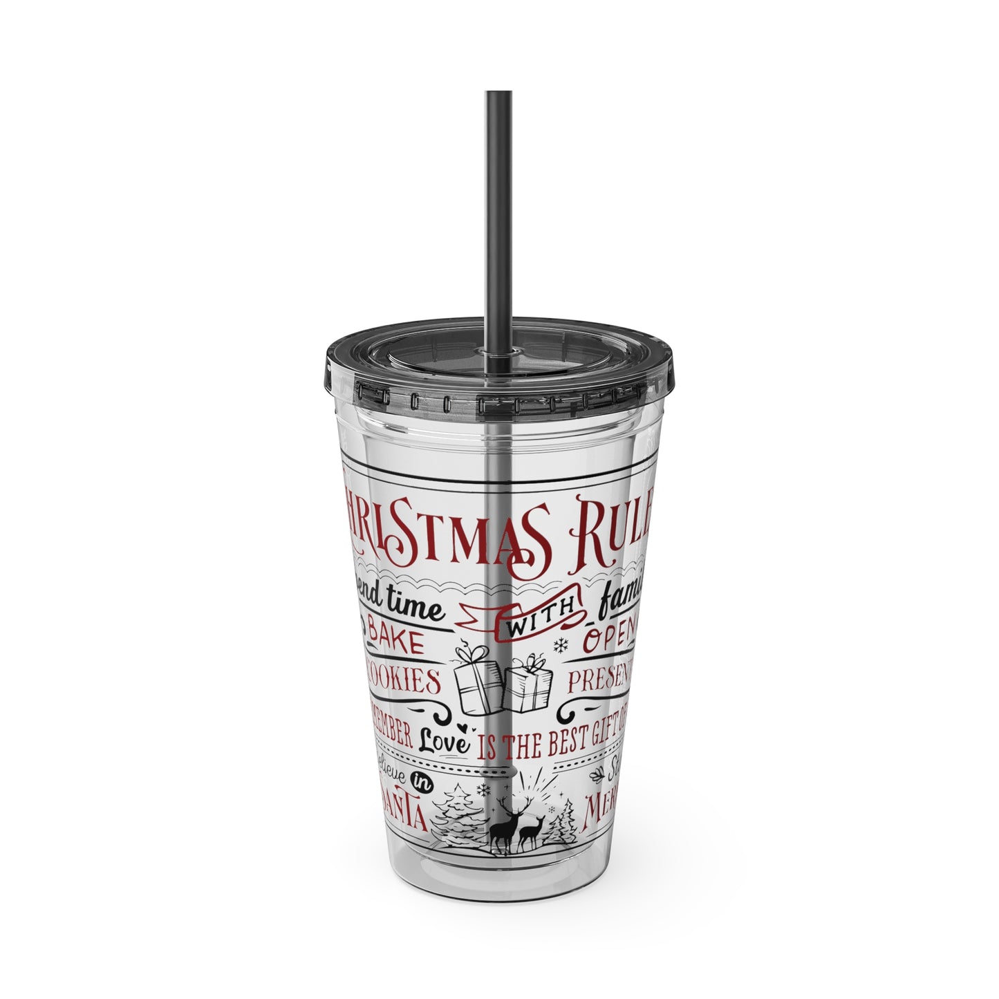 Christmas Rules Sunsplash Tumbler with Straw, 16oz