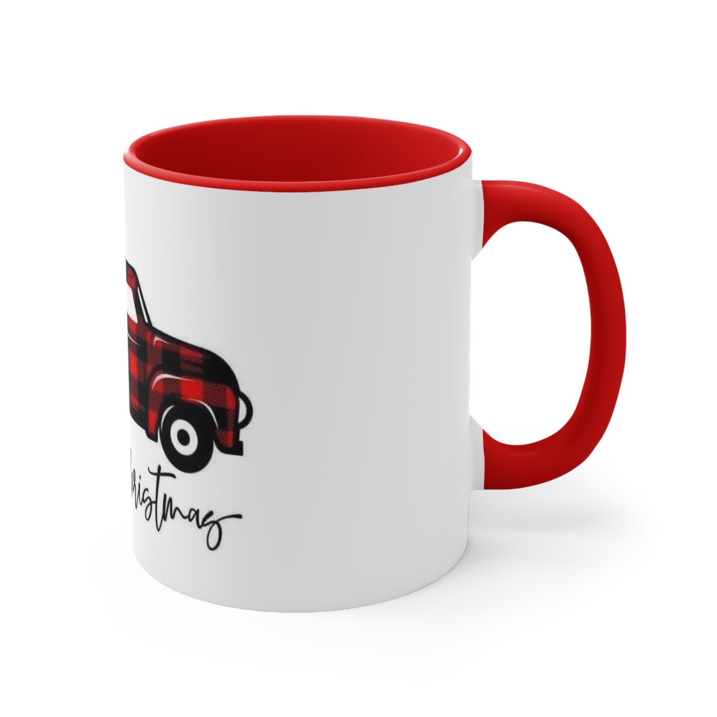 Merry Christmas  Truck with Trees Accent Coffee Mug, 11oz