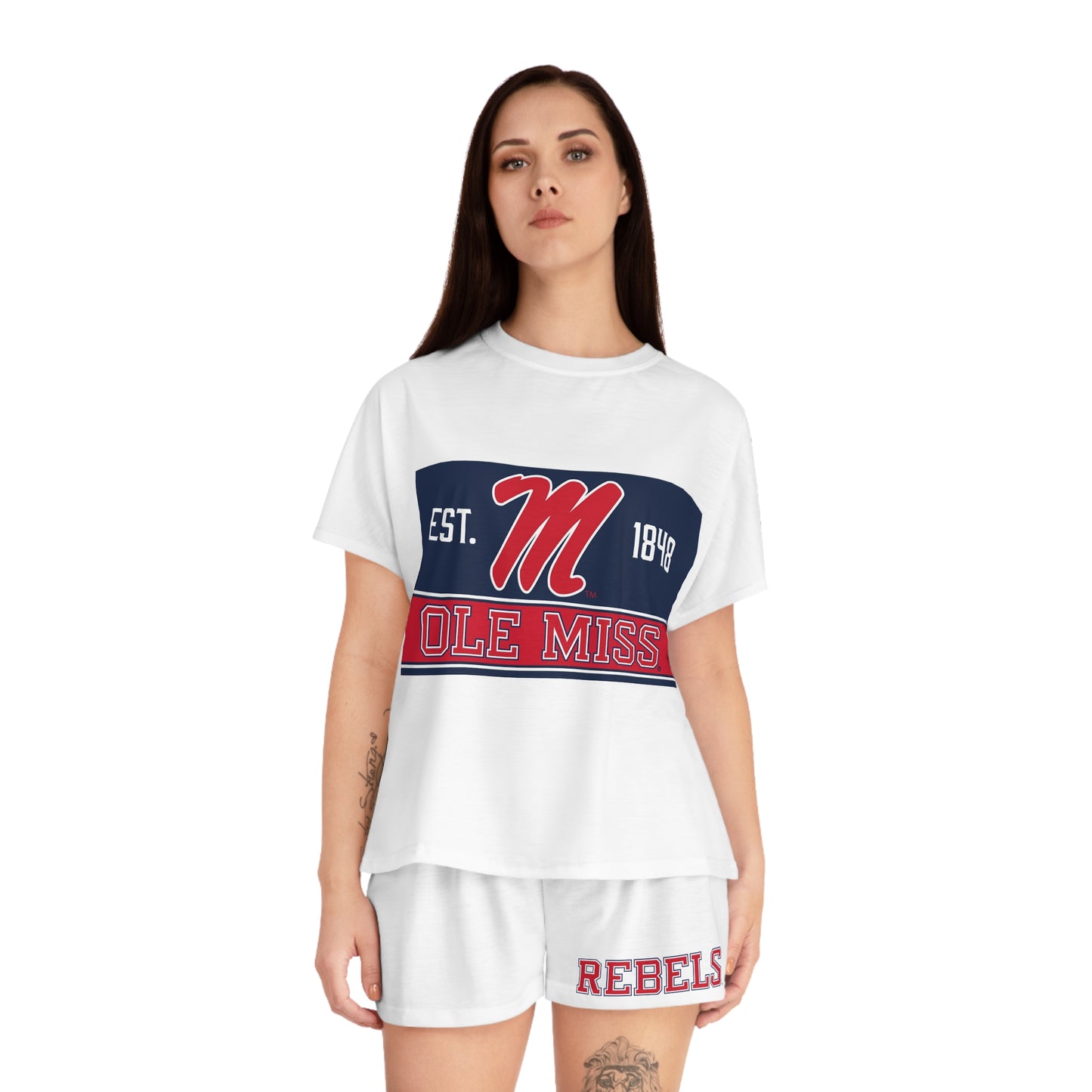 Ole Miss Rebels Women's Short Pajama Set (AOP) White