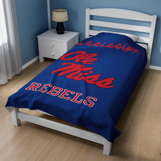 Ole Miss Velveteen Plush Blanket