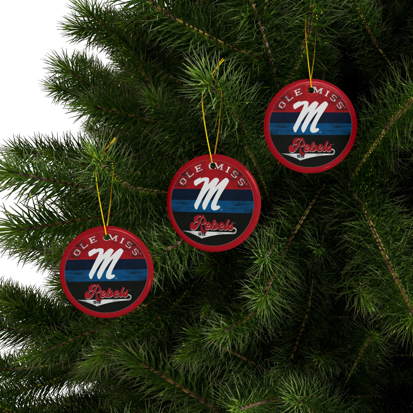 Ole Miss M Ceramic Ornaments (1pc, 3pcs, 5pcs, 10pcs) Red