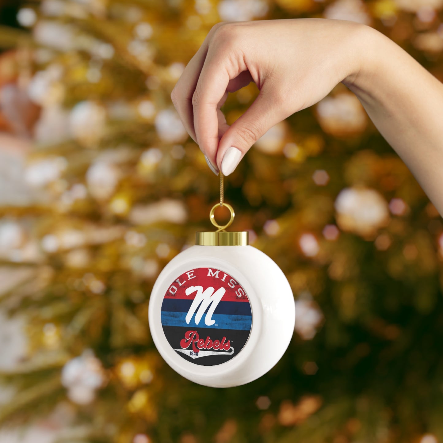 Ole Miss "M" Christmas Ball Ornament