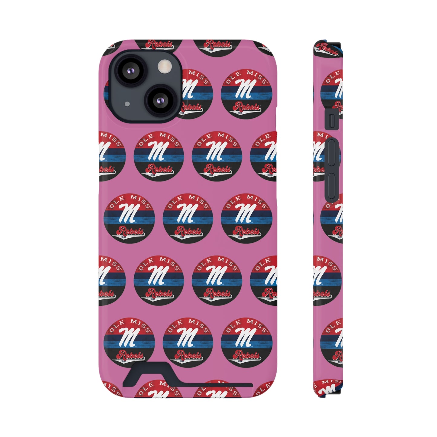 iPhone and Samsung Ole Miss "M" Rebels 1848 (PINK) Phone Case With Card Holder