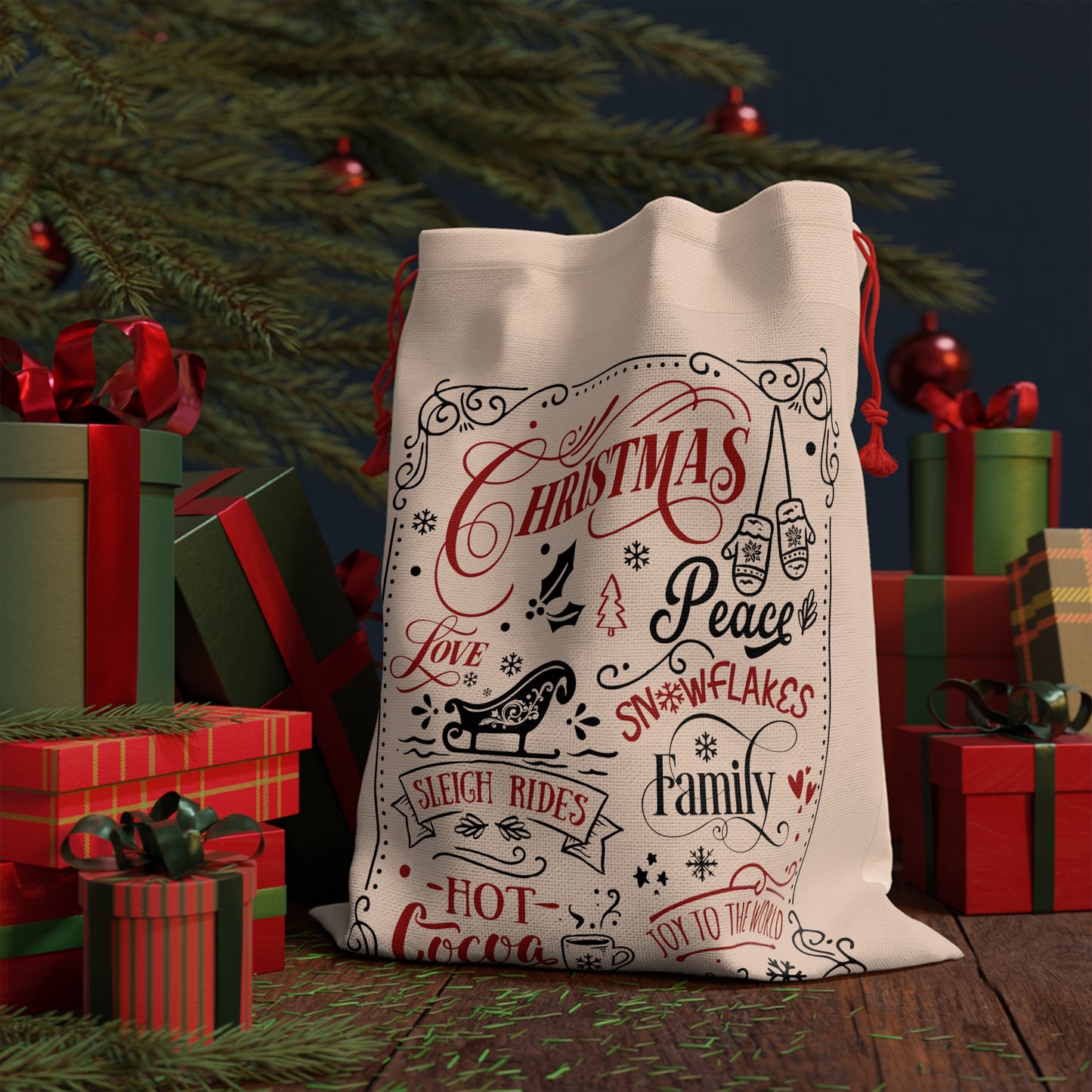 Christmas Linen Bag