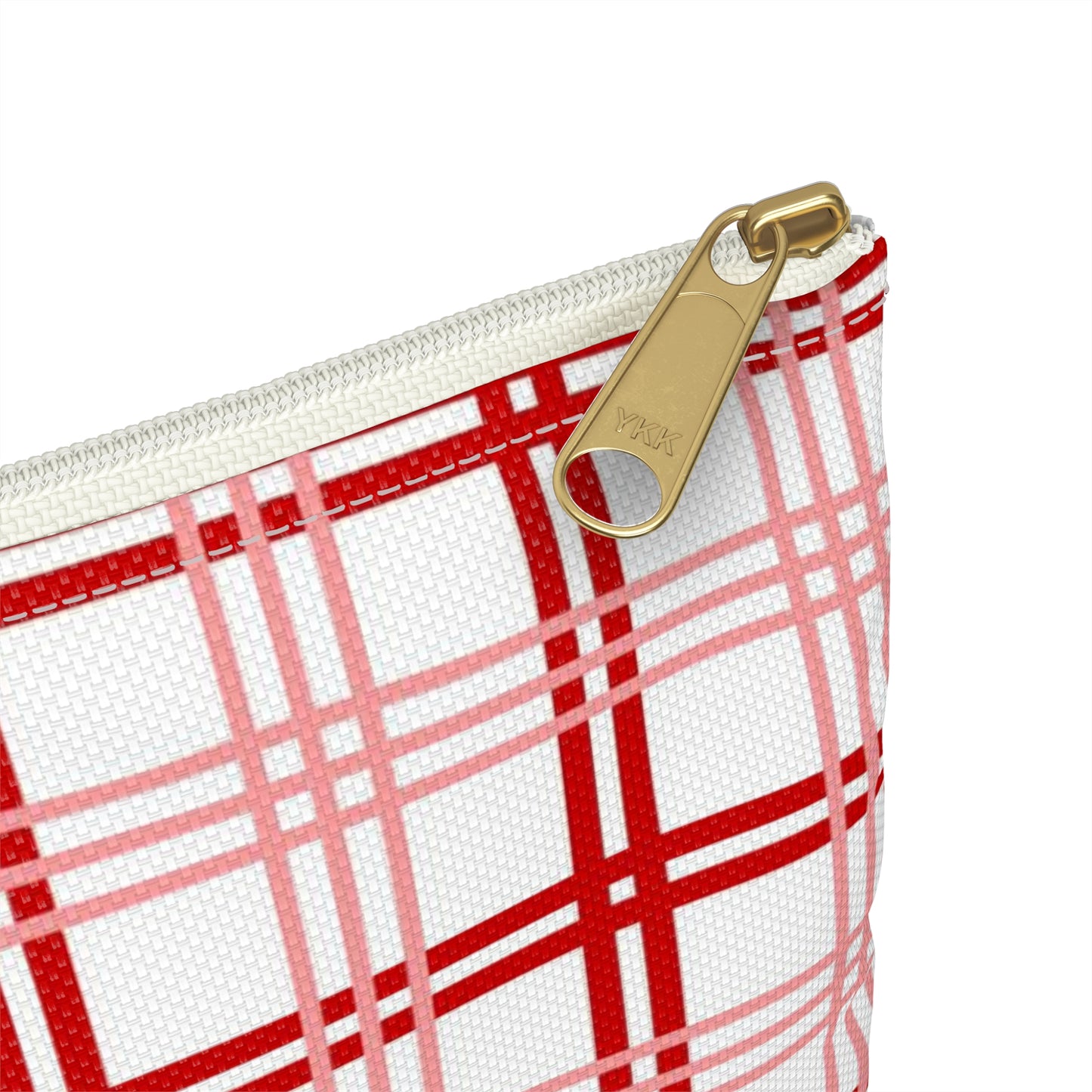 Red and Pink Plaid Accessory Pouch