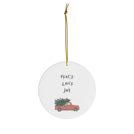 Peace Love Joy Ceramic Ornament