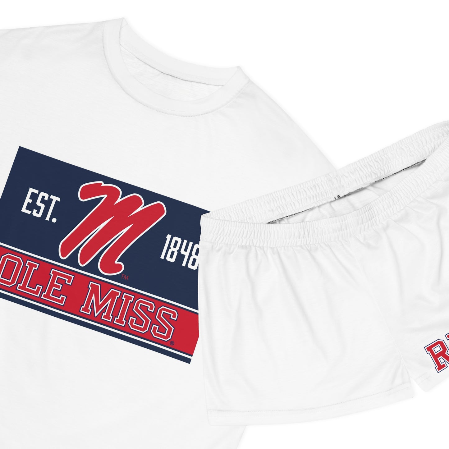 Ole Miss Rebels Women's Short Pajama Set (AOP) White